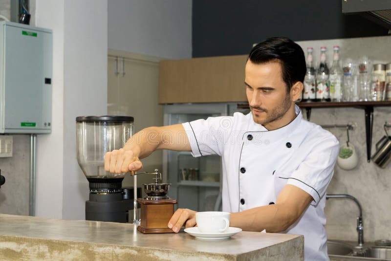 Barista is Making Coffee in a Coffee Shop Stock Image Image of