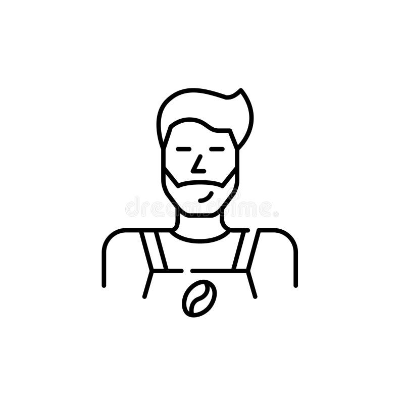 Barista man in apron. Coffee shop worker in uniform. Pixel perfect, editable stroke icon vector illustration Barista man in apron. Coffee shop worker in uniform. Pixel perfect, editable stroke icon vector illustration