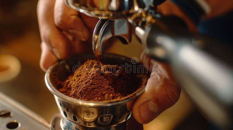 Barista Pregătirea Fresh EspressoAI generate imagine stock photo