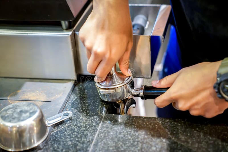 Barista Processes Coffee Drink Stock Photo Image of employee, indoors
