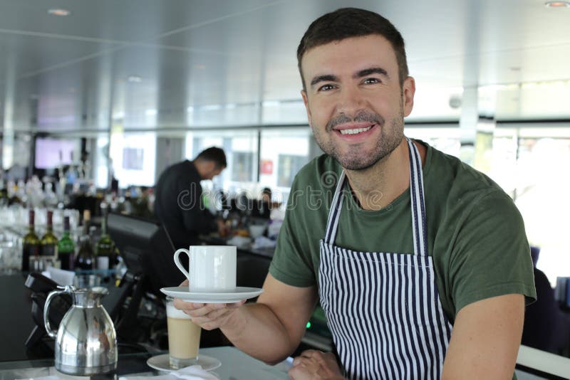 Barista Serving a Coffee Cup Stock Photo Image of espresso, drink
