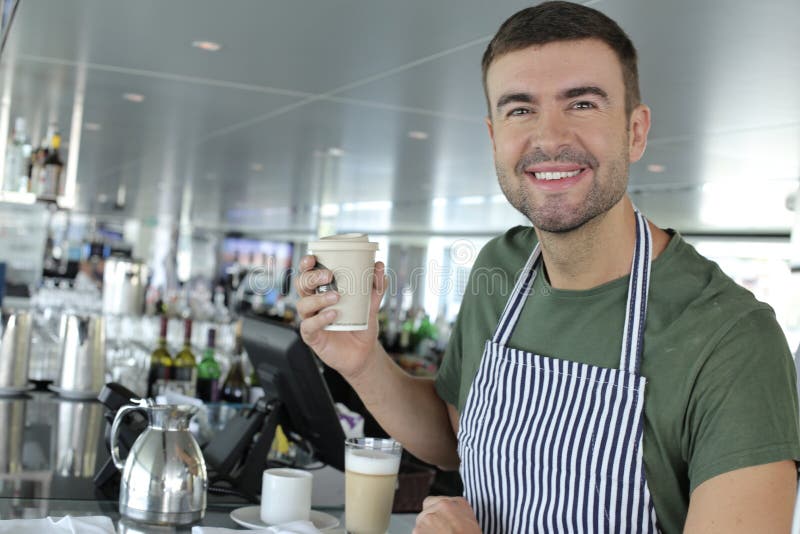 Barista Serving a Coffee Cup Stock Image Image of employee, german
