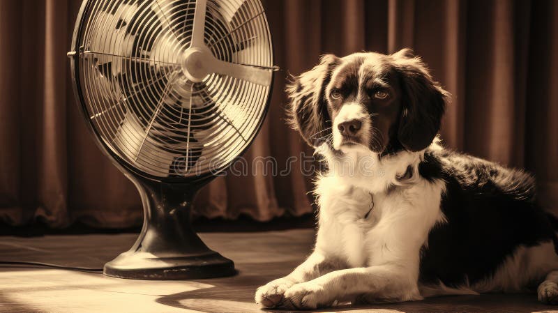 bark dog and fan illustration wag tail, canine companion, love fur bark dog and fan AI generated