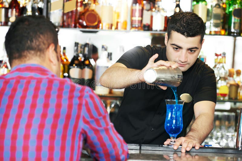 Barman Worker Serving Cocktail in Bar Stock Image Image of male, pouring 67051747