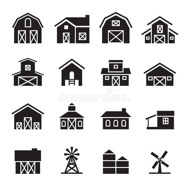 Barn & farm building icon set