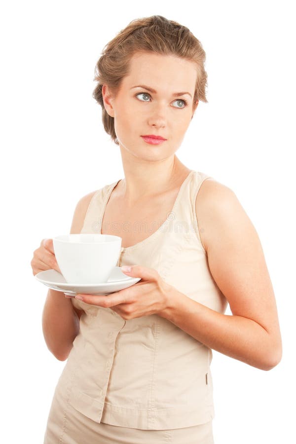 Barn för kvinna för tea för kaffekopp