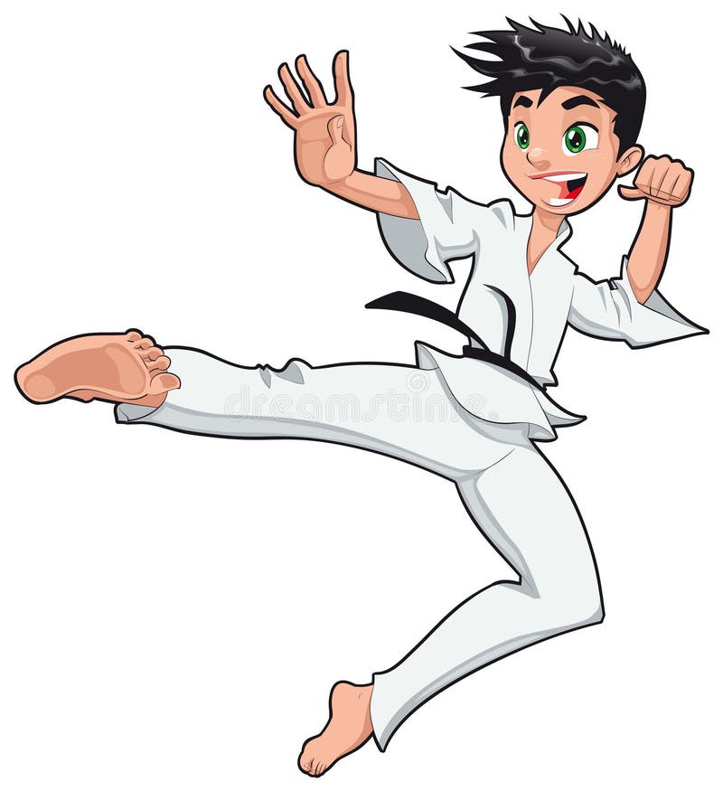 Young boy, Karate Player. Vector cartoon isolated character. Young boy, Karate Player. Vector cartoon isolated character