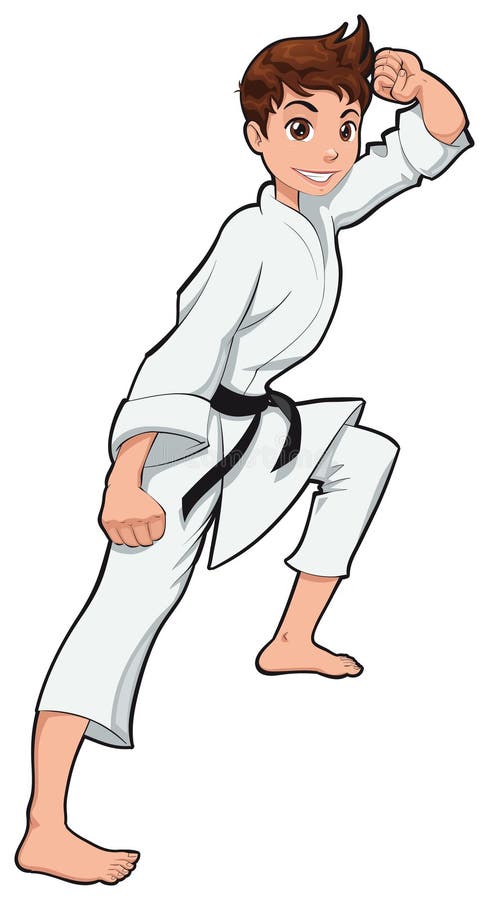 Young boy, Karate Player. Vector cartoon isolated character. Young boy, Karate Player. Vector cartoon isolated character