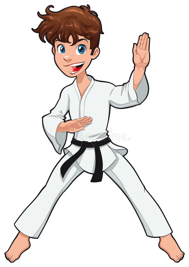 Young boy, Karate Player. Vector cartoon isolated character. Young boy, Karate Player. Vector cartoon isolated character