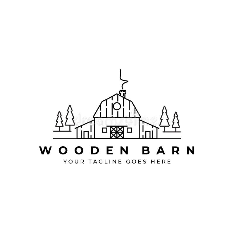 Barn house logo line art landscape vector illustration design , rent, warehouse, farm, ranch, countryside, minimalist barn. Barn house logo line art landscape vector illustration design , rent, warehouse, farm, ranch, countryside, minimalist barn