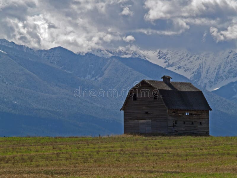 Barn and Mountains