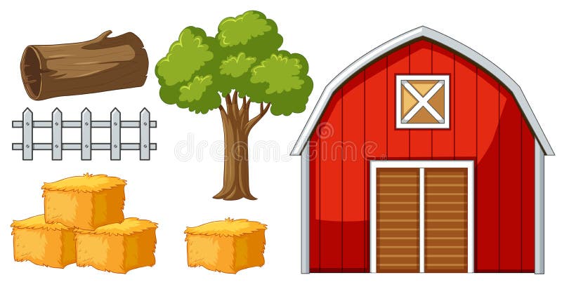 Barn and other farm items illustration