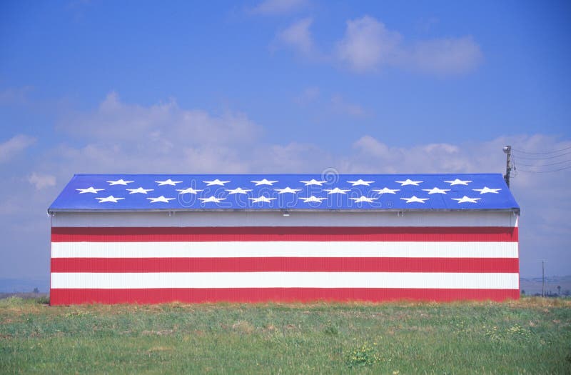 Barn Painted Like American Flag, Central California