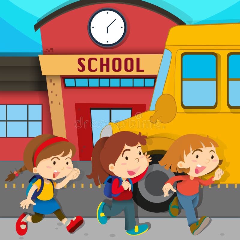 Barn som framme kör av skola vektor illustrationer Barn som framme kör av skola vektor illustrationer