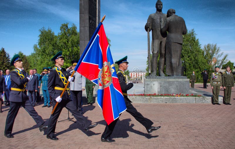 Former soldiers celebrating the Day of border guard royalty free stock photos