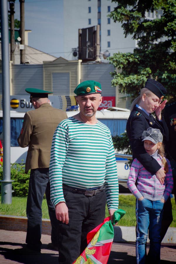 Former soldiers celebrating the Day of border guard stock image