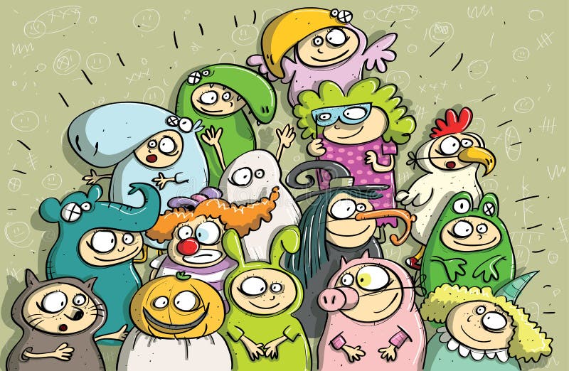 Barnkarnevalet maskerar vektor illustrationer Barnkarnevalet maskerar vektor illustrationer