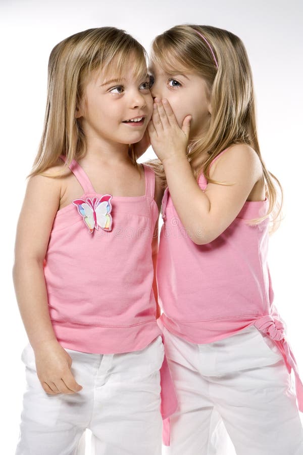 Portrait of female caucasian twins. Portrait of female caucasian twins.