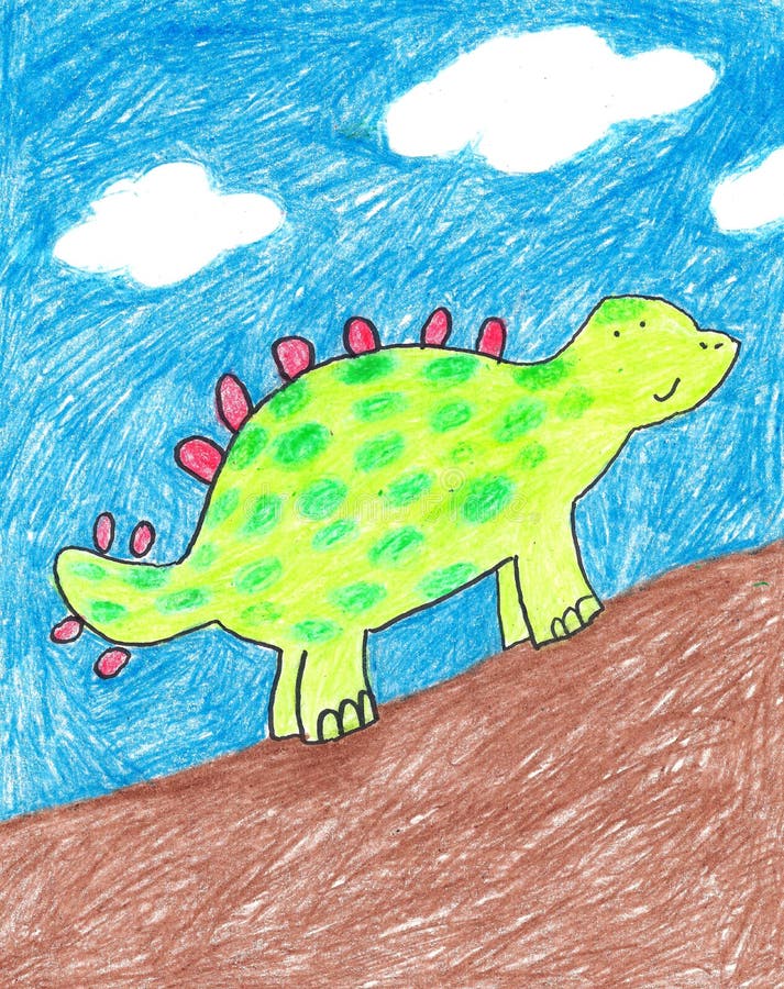 Barns hand-drawn dinosaur vektor illustrationer Barns hand-drawn dinosaur vektor illustrationer