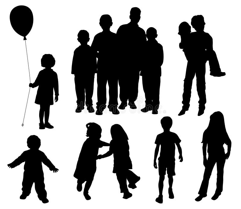 barnsilhouettes stock illustrationer barnsilhouettes stock illustrationer