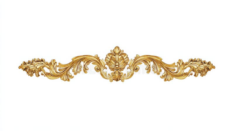 Barocco d'oro Composizione Orizzontale Ornamorata Struttura Floreale Dorata Stile Rococo Elemento Decorativo Barocco Rococo illustrazione vettoriale