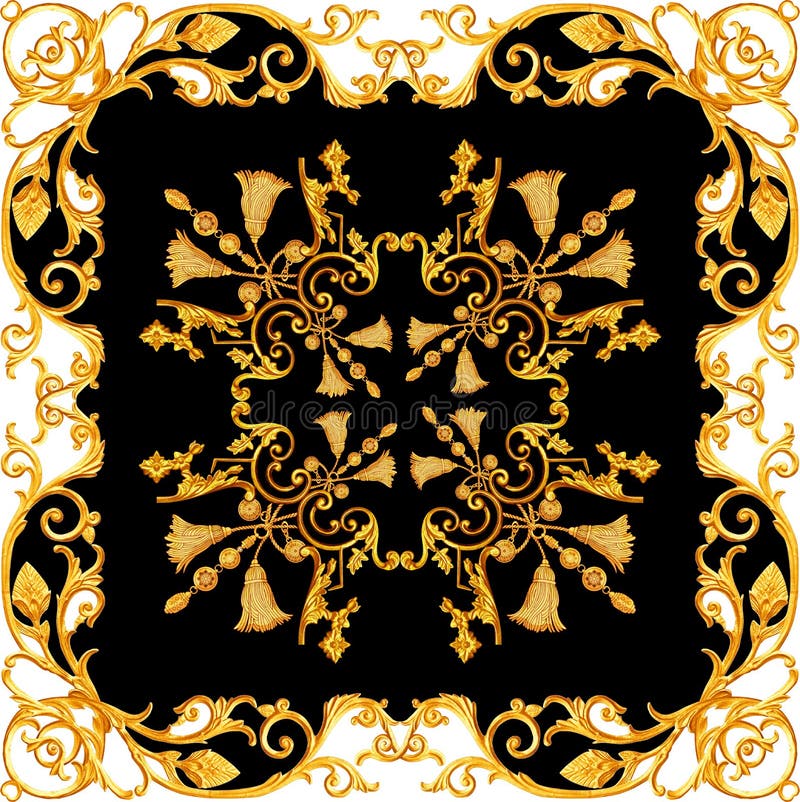 Barocco dorato nelle progettazioni floreali dell'oro d'annata degli elementi dell'ornamento illustrazione di stock Barocco dorato nelle progettazioni floreali dell'oro d'annata degli elementi dell'ornamento illustrazione di stock