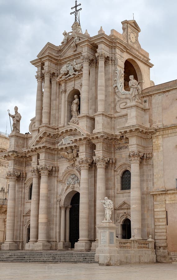 Barokke Duomo, Syracuse, Sicilië, Italië stock foto Barokke Duomo, Syracuse, Sicilië, Italië stock foto