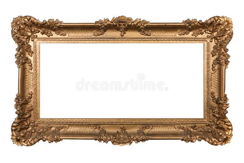 Elaborate Golden Picture Frame Isolated on White Easily Extracted. Elaborate Golden Picture Frame Isolated on White Easily Extracted