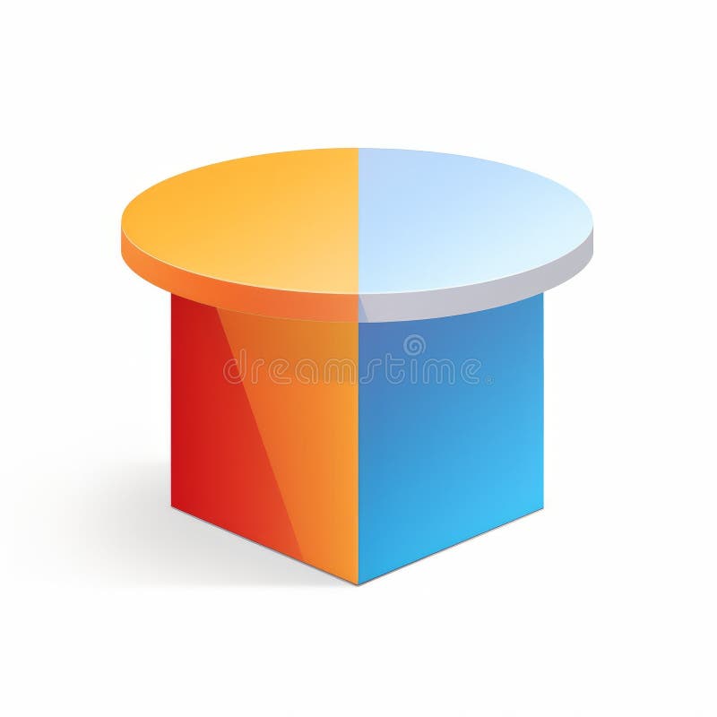 Vibrant Color Block On White Background: Isometric Design With Reflective Surfaces stock illustration