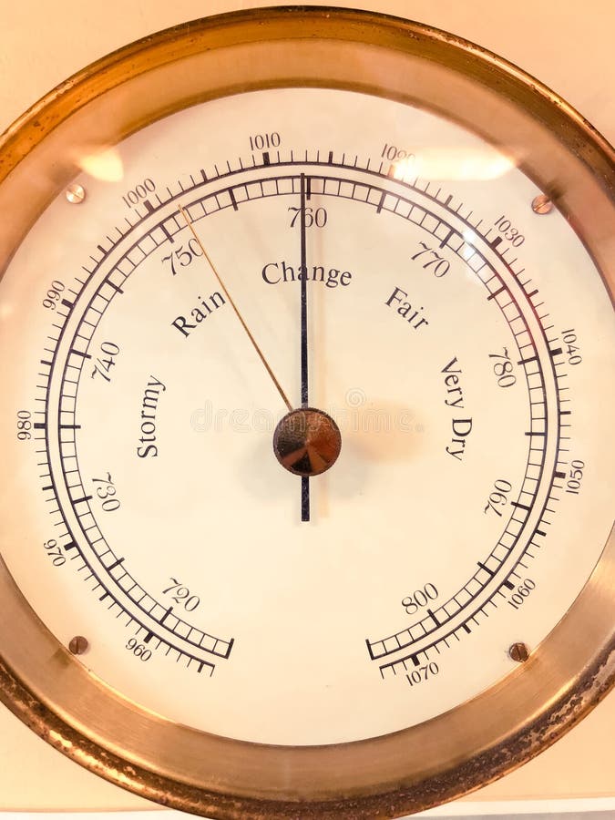 Barometer front view. Concept of weather changes