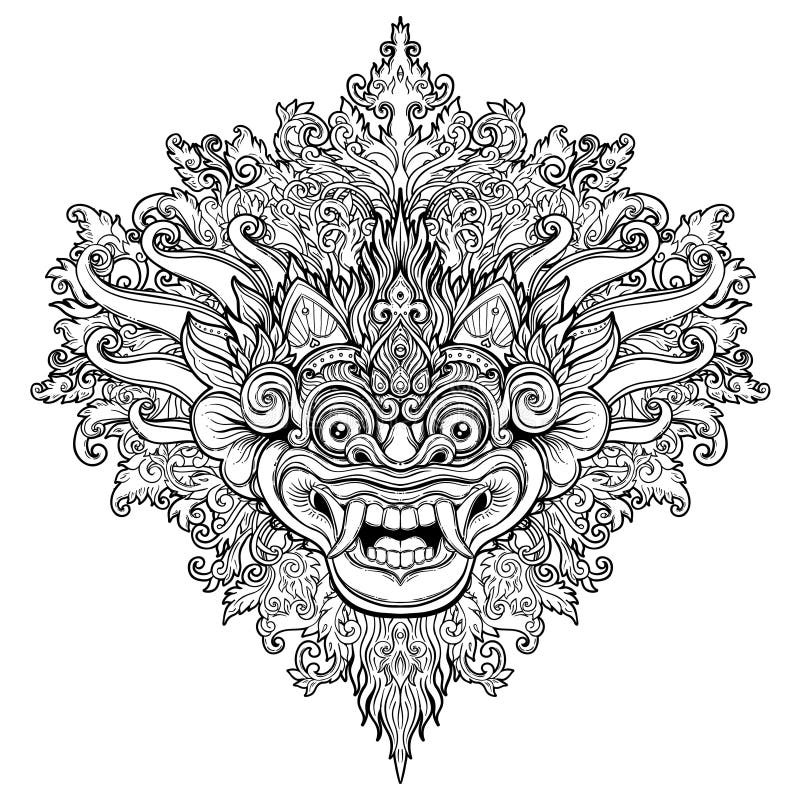 Barong Traditionell rituell Balinesemaskering Dekorativ orna för vektor royaltyfri illustrationer Barong Traditionell rituell Balinesemaskering Dekorativ orna för vektor royaltyfri illustrationer