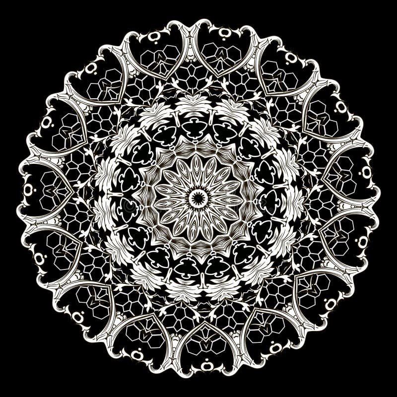 Baroque Black and White Floral Round Lace Mandala Pattern. Vector ...