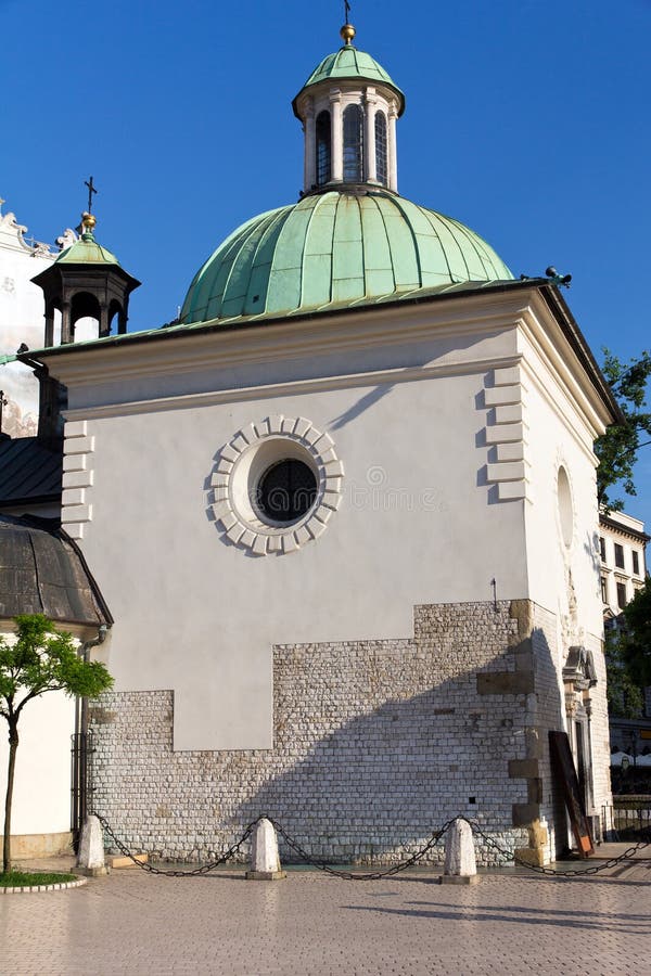 Baroque Church of St. Wojciech on main market square in cracow in poland