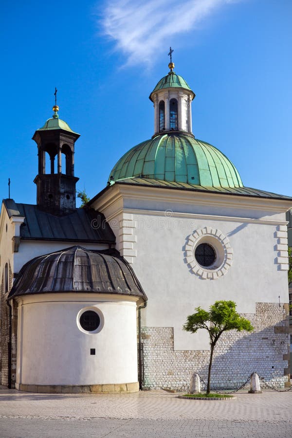 Baroque Church of St. Wojciech on main market square in cracow in poland