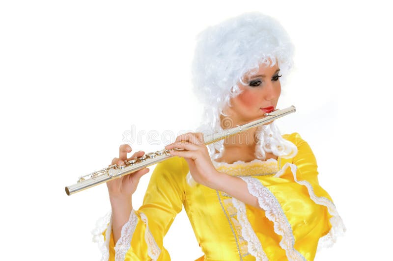 Baroque flautist stock photo. Image of women, flautist 12780754