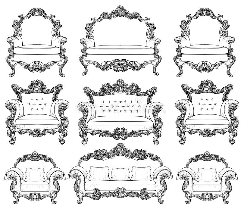 Baroque Imperial Luxury Style Furniture. Commode Table With Drawers Set  With Luxurious Rich Ornaments. Vector Sketch Royalty Free SVG, Cliparts,  Vectors, and Stock Illustration. Image 58507403.