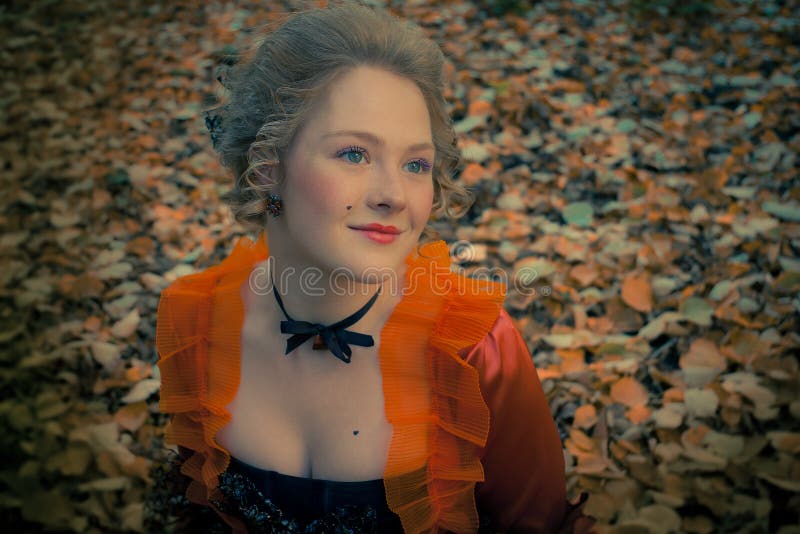 Baroque girl outdoor royalty free stock photography