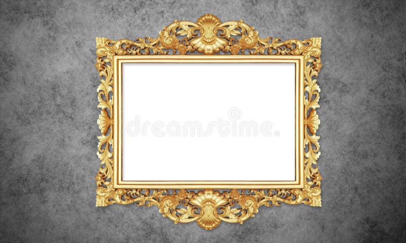 Baroque Golden Frame in Grunge Retro Vintage Background Stock Image - Image  of culture, border: 140306475