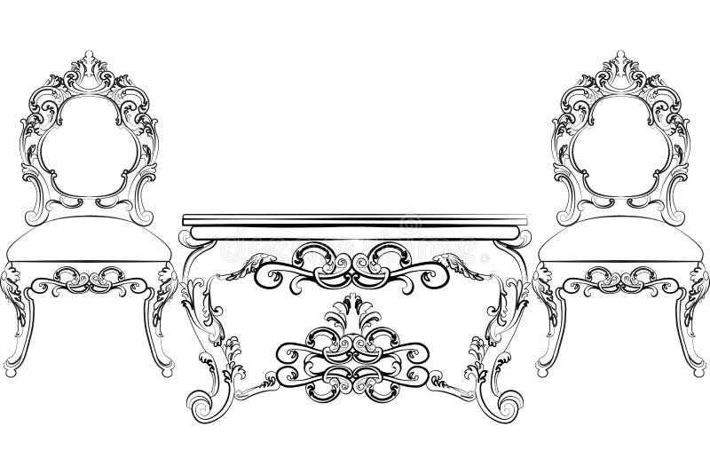 Baroque furniture rich set collection ornamented Vector Image