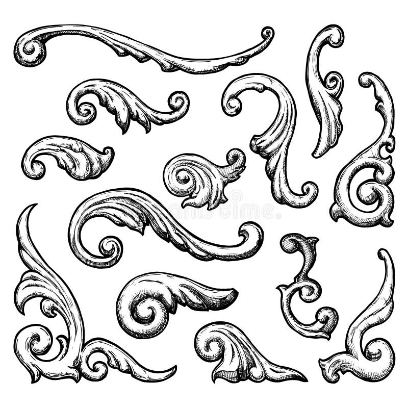 Baroque and renaissance decorative design elements stock illustration Baroque and renaissance decorative design elements stock illustration