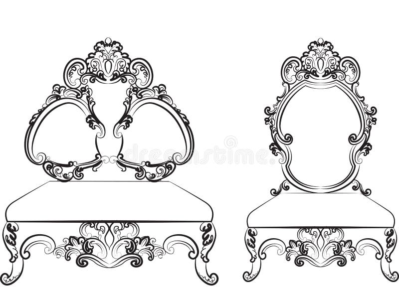 Vector Collection of Baroque Furniture Made in Hand Drawn Style. Stock  Vector - Illustration of apartment, drawing: 90468162