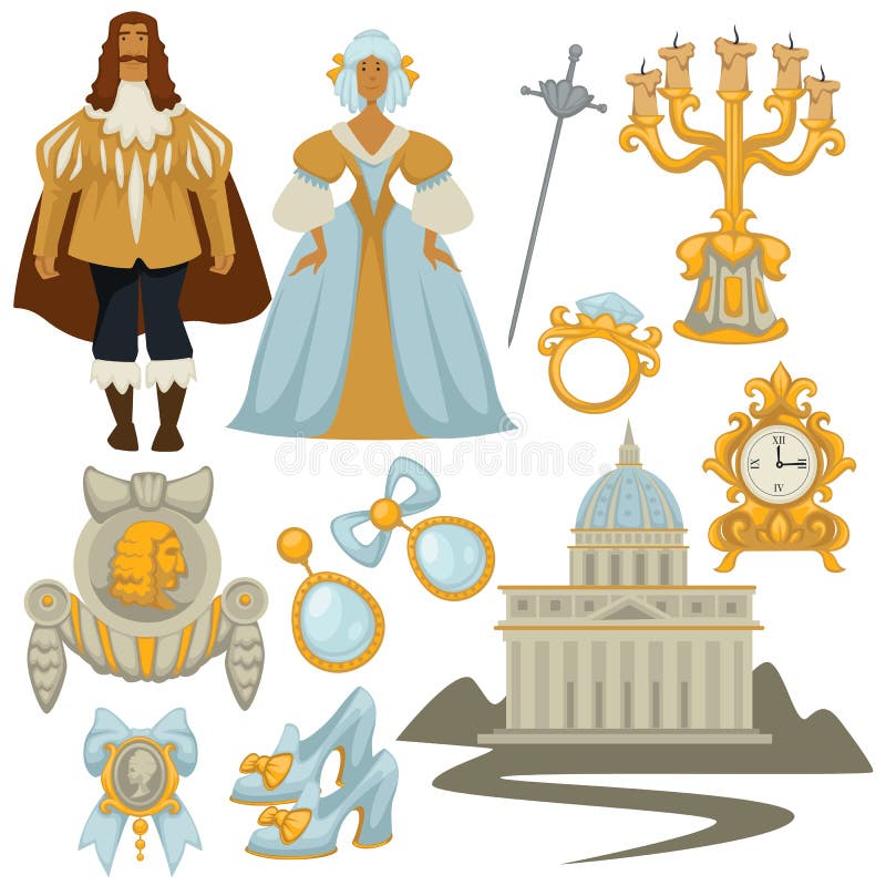 Baroque Style Fashion Decor and Architecture Man and Woman Stock Vector ...