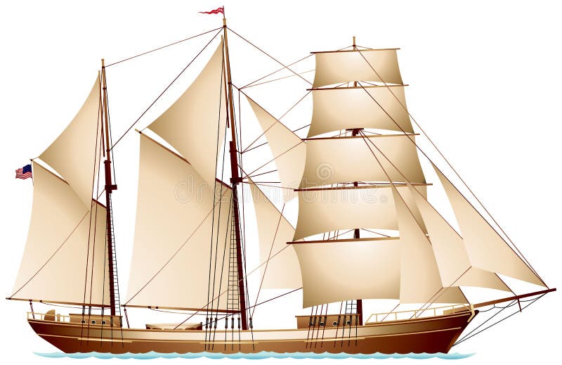 Barquentine, sailing vessel