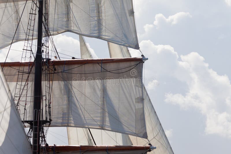 Barquentine yacht sails and rigging background