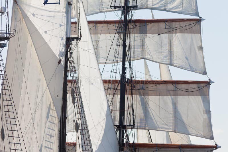 Barquentine yacht sails and rigging background