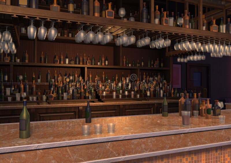 Bar de Lounge com Renderização 3D ilustração do vetor
