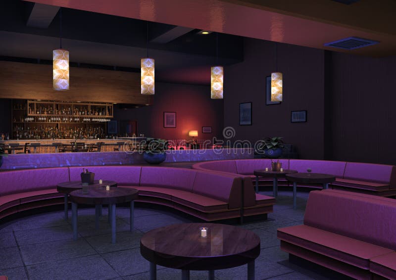 Bar de Lounge com Renderização 3D ilustração stock