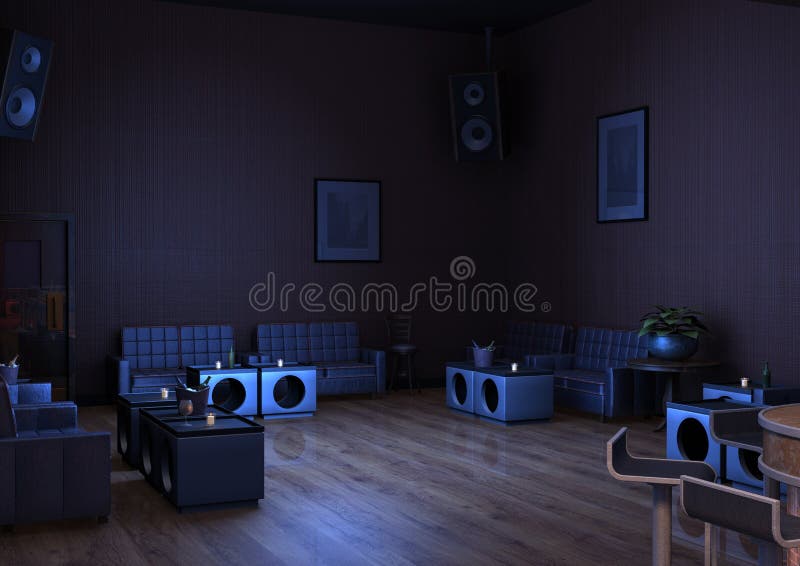 Barra da sala de estar da rendição 3D ilustração stock