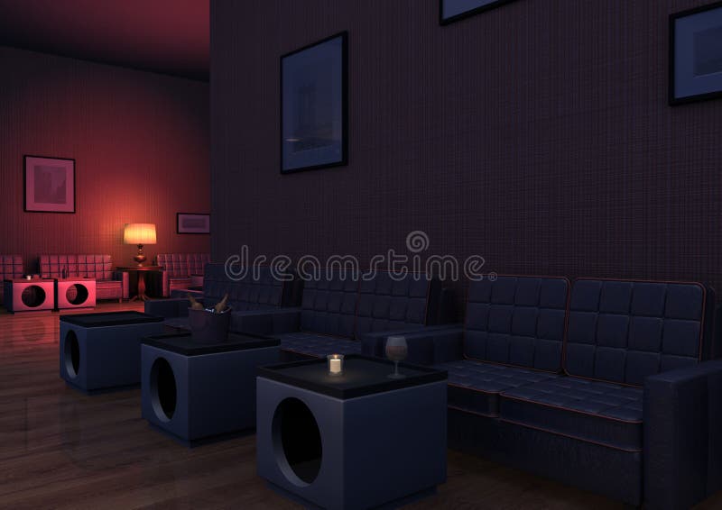 Barra da sala de estar da rendição 3D ilustração royalty free