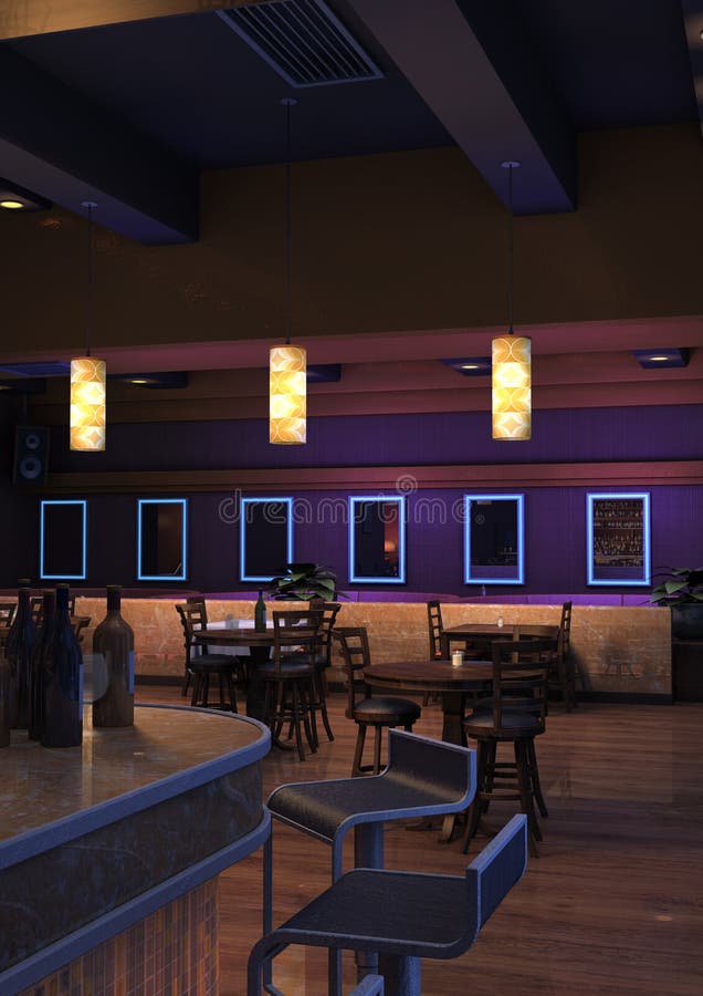 Lounge Bar 3D ilustração royalty free